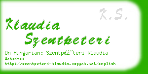 klaudia szentpeteri business card